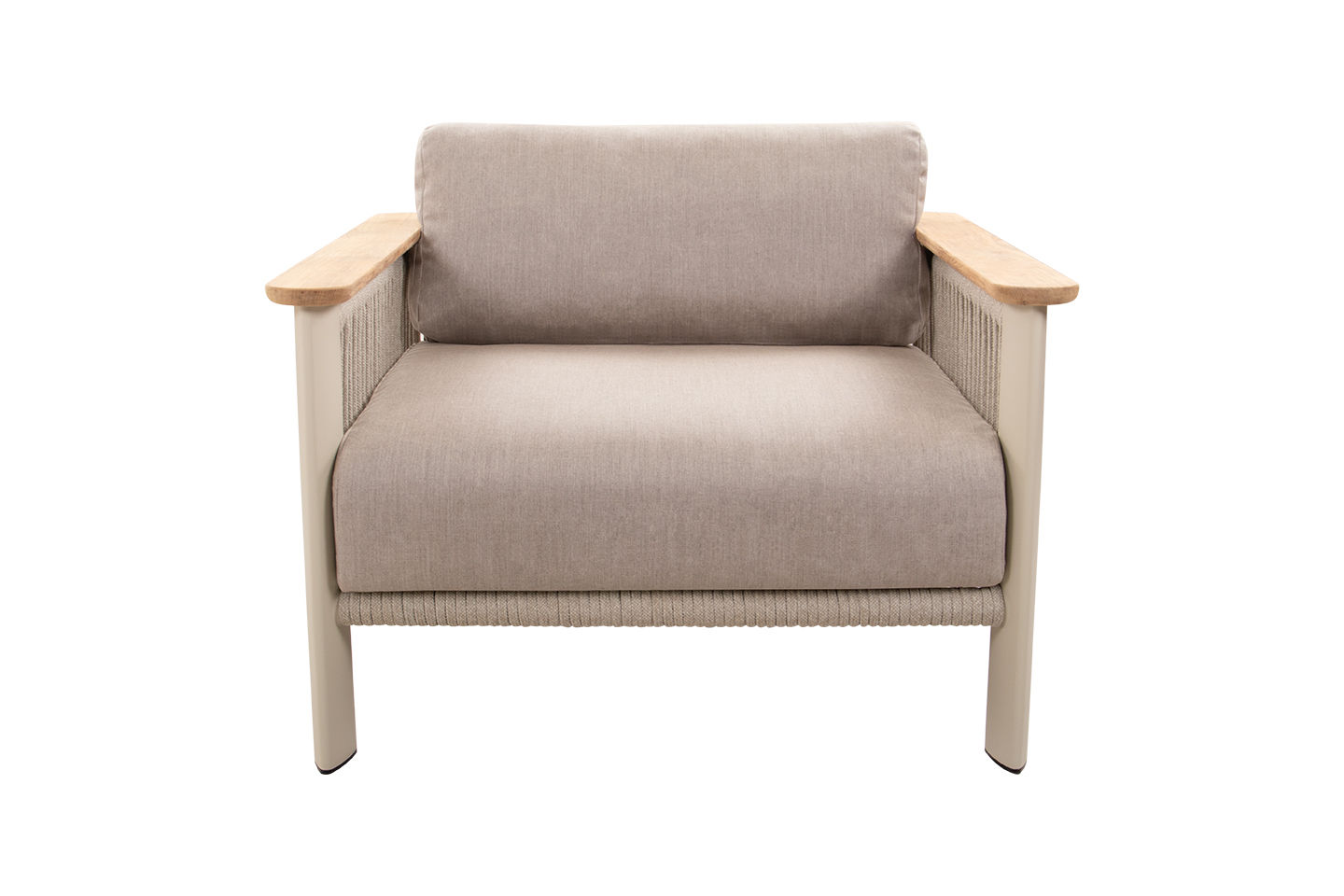 Carla Alu Lounge Chair, Coated Linen, Linen Wide Rope, Frame Only